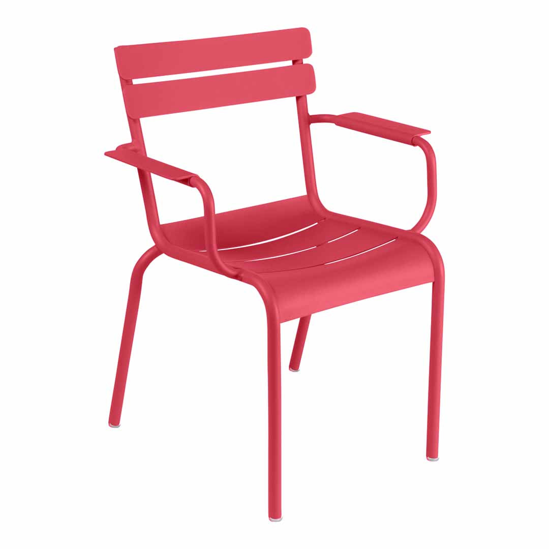 Fermob Luxembourg Armchair in Rosalie, aluminum slat outdoor dining armchair