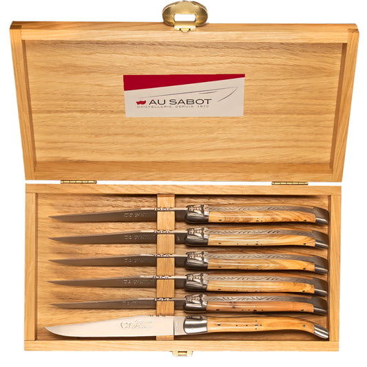 Laguiole Au Sabot Set of 6 Olive Wood Knives