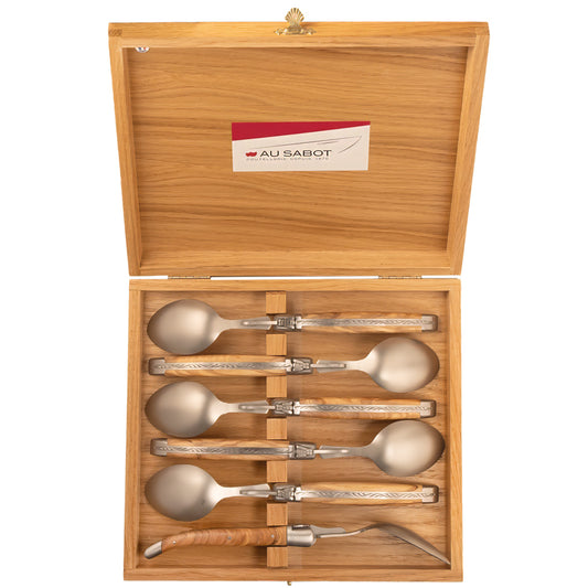 Laguiole Au Sabot Set of 6 Olive Wood Soup Spoons