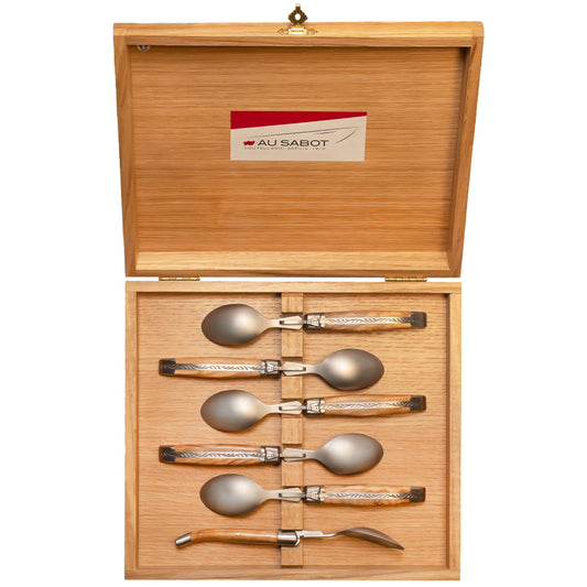 Laguiole Au Sabot Set of 6 Olive Wood Coffee Spoons