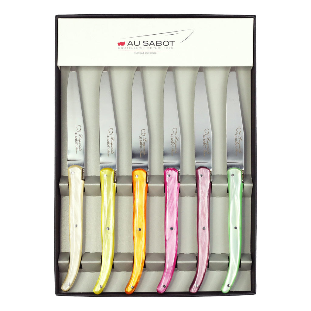 Laguiole Au Sabot Gift Box Set of Multi-color Set of Steak Knives