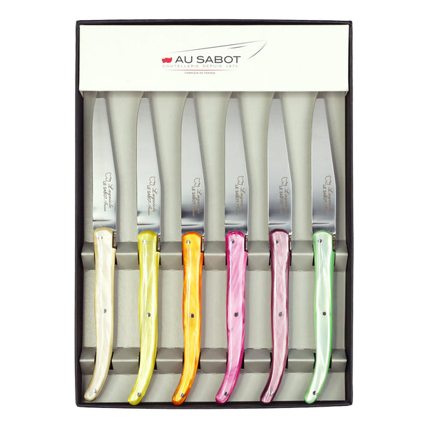Laguiole Au Sabot Gift Box Set of Multi-color Set of Steak Knives