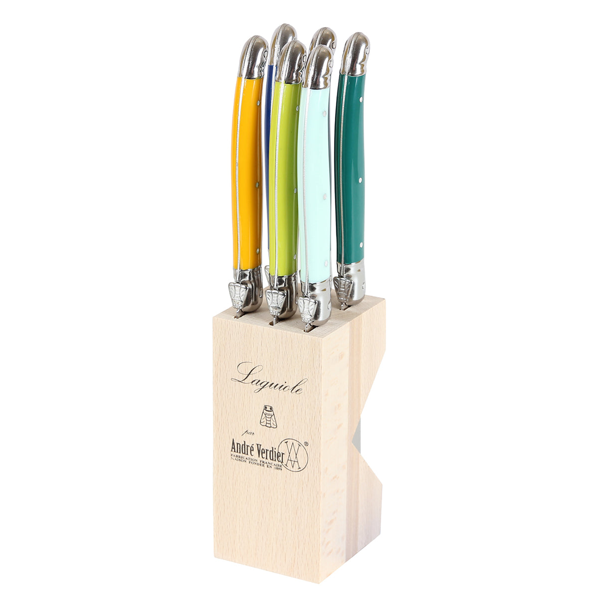 Laguiole André Verdier 6 Piece Steak Knife Block - bonmarche